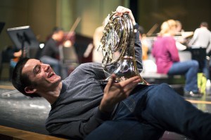 Andrew Angelos Posing with his French Horn