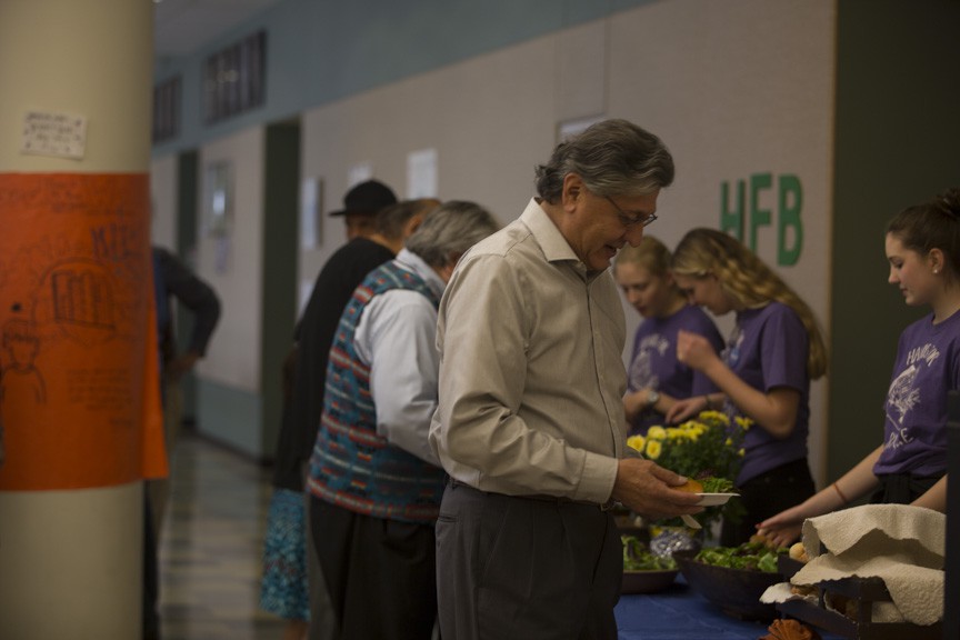 HFB Students serve food to performers at the play. Photo by Aidan Walter