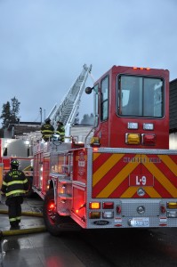 Firefighters respond to the blaze. Photo by Conor Courtney