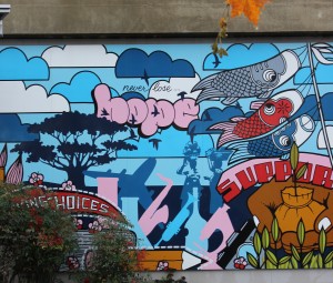 A section of a mural along the detention center. Photo by Ruby Hale